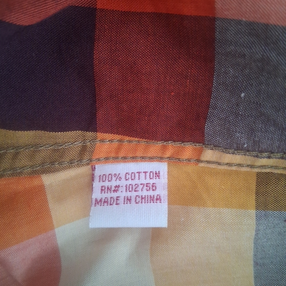 Platini Jeans Cougar Button Up Shirt Womens Multicolor Plaid Western Cowgirl M - Picture 14 of 15